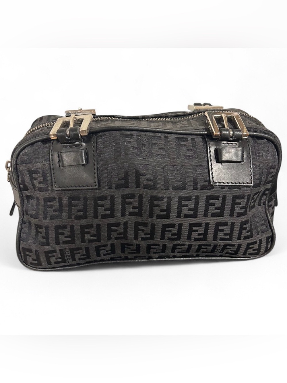 Fendi FF Black Monogram Zucca Reversible Clutch/Vanity Bag Y2K 2000s